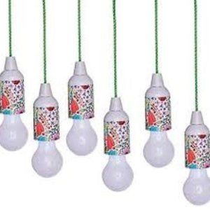 Hanging String LED Pull Lights 6-pack Indoor/Outdoor Remote, Floral Design